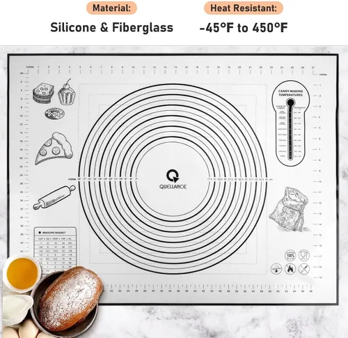 Miniatura 2 de Tapete de silicona para pastelería, antideslizante, con medición, para fondant, masa rodante, masa de pastel, pizza y galletas, forro para horno