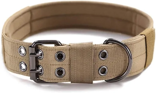 Miniatura 9 de Collar táctico para perro, collar militar ajustable con anillo en D de metal y hebilla, collar de entrenamiento de nailon resistente para perros