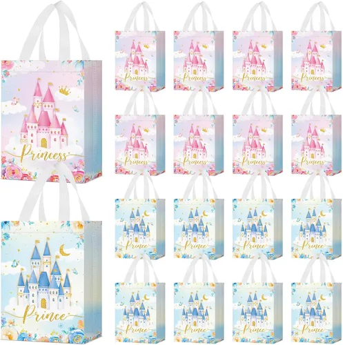 Locmeo 24 bolsas de recuerdo de fiesta con asas reutilizables no tejidas para dulces, bolsas de regalo para niñas y niños, cumpleaños, baby shower,