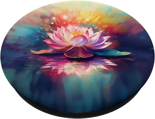 Miniatura 2 de PopSockets de acuarela de meditación de yoga de flor de loto PopGrip intercambiable