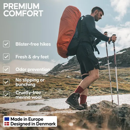 Miniatura 3 de DANISH ENURANCE - Calcetines de senderismo para exteriores, lana merino, hombres y mujeres, paquete de 2