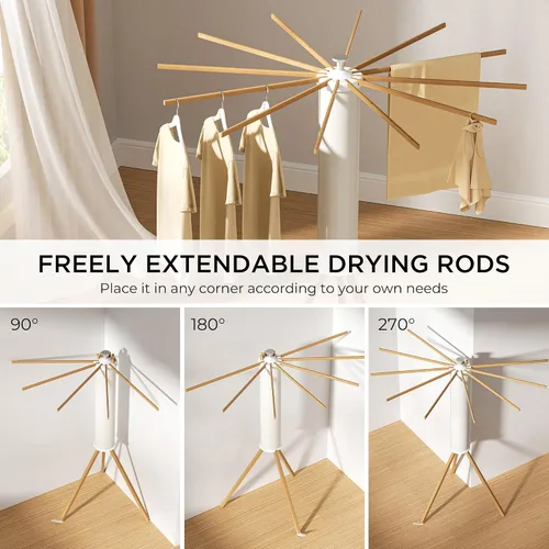 Miniatura 8 de SUNOUTLY Estante de secado de ropa con trípode, estante portátil y plegable para ahorrar espacio, estante para secadora de ropa, balcón, dormitorio