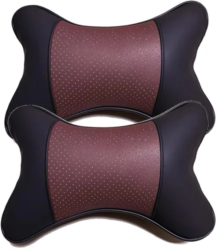 Miniatura 12 de Almohadas para el cuello del automóvil, 2 piezas, de piel sintética de ambos lados, para la mayoría de los automóviles, almohada universal de fibra