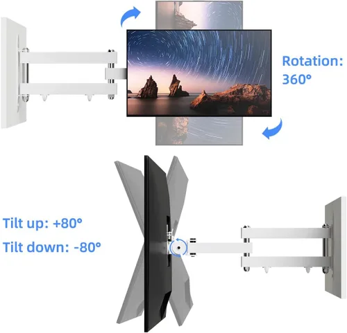 Miniatura 7 de Suptek - Soporte de pared para TV de movimiento completo para la mayoría de televisores y monitores de 13 a 30 pulgadas, televisores planos y Blanco
