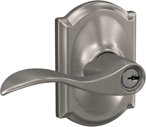 Miniatura 2 de SCHLAGE - Manija Accent con cerradura de entrada con llave y moldura Camelot en níquel satinado - F51A ACC 619 CAM