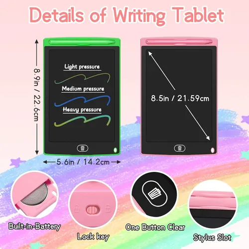 Miniatura 5 de Tableta de escritura para niños, almohadillas de dibujo LCD de 8.5 pulgadas, paquete de 20 blocs de escritura para niños pequeños, tablero