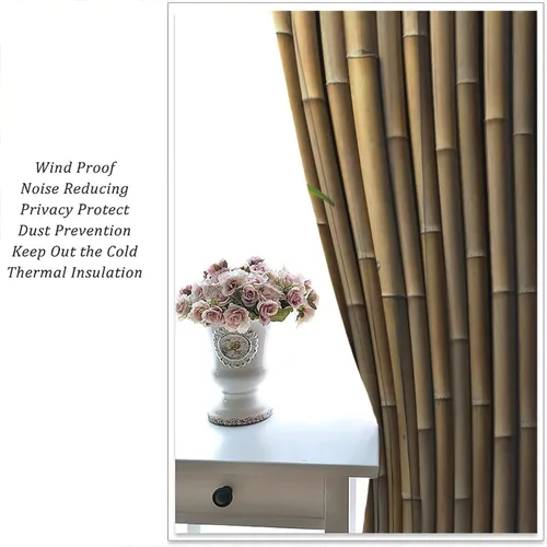 Miniatura 5 de Cortinas de bambú 3D impresas para exteriores, cortinas de bambú natural japonés zen, sala de estar, cocina, bolsillo para barra, cortinas