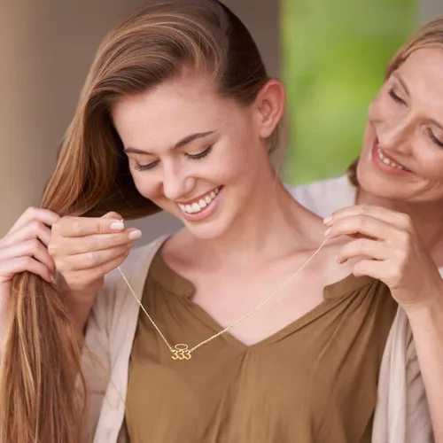 Miniatura 7 de Aprila Collar para mujer, chapado en oro de 14 quilates, collar con colgante de acero inoxidable minimalista número 111-999 para mujeres y niñas