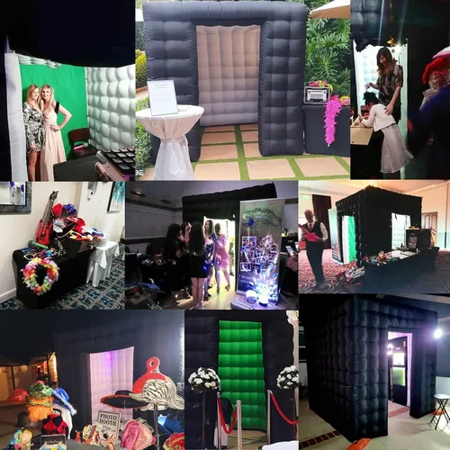 Miniatura 6 de Cabina de fotos inflable, 8.2 x 8.2 pies, portátil, 16 colores, LED regulable, kit de recinto de carpa de fotomatón de disparo con 2 puertas