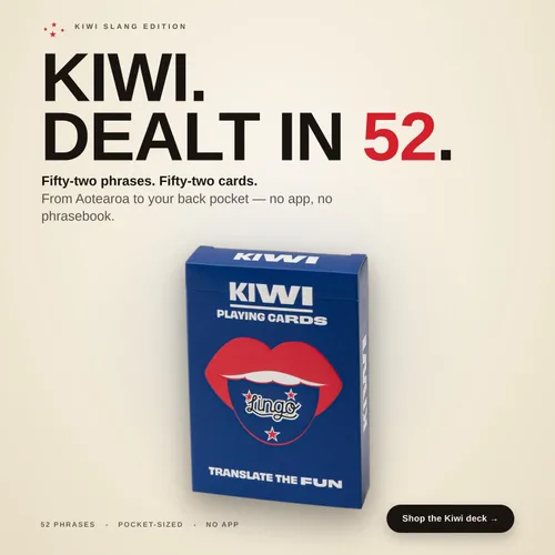 Miniatura 5 de Lingo Kiwi (Nueva Zelanda) - Juego de cartas de jerga 52 expresiones y frases divertidas de Nueva Zelanda Divertido juego de cartas regalo