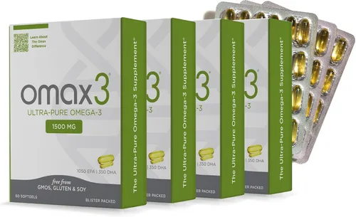Miniatura 9 de Omax3 Pastillas de aceite de pescado ultra puro Omega 3 1500 mg EPA DHA - Omega3 ácidos grasos suplementos para músculos y articulaciones, sin
