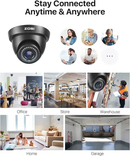 Miniatura 4 de ZOSI Paquete de 4 cámaras de seguridad domo 1080P 1920TVL HD-TVI, visión nocturna, cámara CCTV de vigilancia para interiores y exteriores de 2 MP