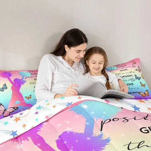 Miniatura 40 de Erosebridal Juego de ropa de cama de princesa de ballet, tamaño Queen, juego de edredón de 3 piezas para niñas bailarinas de ballet, lindo juego