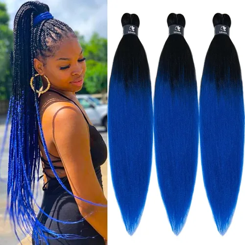 Miniatura 57 de pelo trenzado preestirado marrón, pelo trenzado Kanekalo, pelo trenzado preestirado de 26 pulgadas, 6 paquetes plegados, textura Yaki, extensiones