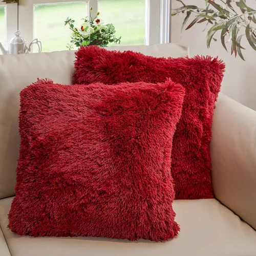 Miniatura 12 de Cheer Collection Almohadas Decorativas para Sofá y Cama, Almohadas Decorativas Suaves de Pelo Largo con Rellenos Incluidos, Acogedoras Almohadas