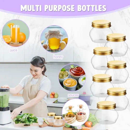 Miniatura 6 de Hsei 48 tarros de plástico transparente de 4 onzas con tapas de boca ancha, mini recipientes de almacenamiento a granel para hierbas, gelatina