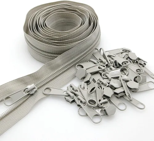 Leekayer The Yards - Cremalleras de nailon gris #5 a granel de 10 yardas con 25 deslizadores para manualidades de costura a medida, bolsa, equipaje,