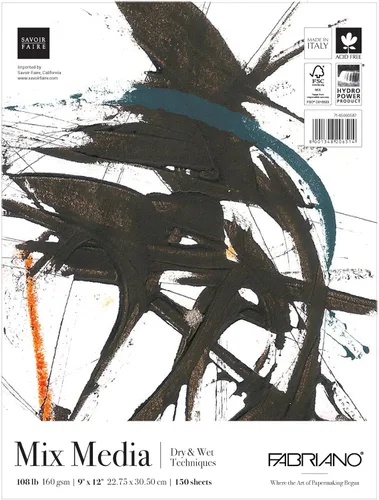 Fabriano Studio Mixed Media Fat Pad, 180lb., 9" x 12"