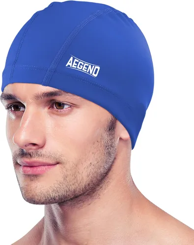 Miniatura 20 de Aegend Gorro de natación de tela, capa impermeable de silicona, gorra de natación de tela transpirable, mantiene el cabello seco con alta