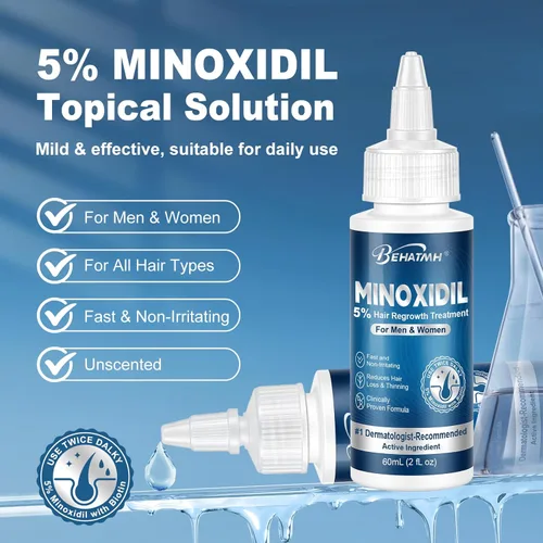 Miniatura 6 de Paquete de 8 sueros para el crecimiento del cabello y la barba de minoxidil al 5%, con biotina y aceite de ricino, minoxidil para hombres y mujeres