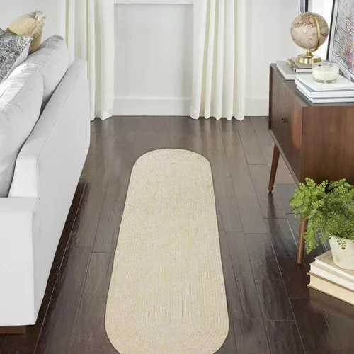 Miniatura 43 de Super Area Rugs Farmhouse - Alfombra trenzada de algodón reversible para cocina, gris y blanco, 4 x 6 pies, ovalada