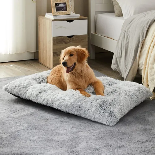 Miniatura 14 de BFPETHOME Camas para perros grandes, cama de felpa para perros, mullida y acogedora, para dormir y aliviar la ansiedad, alfombras lavables para Rosa