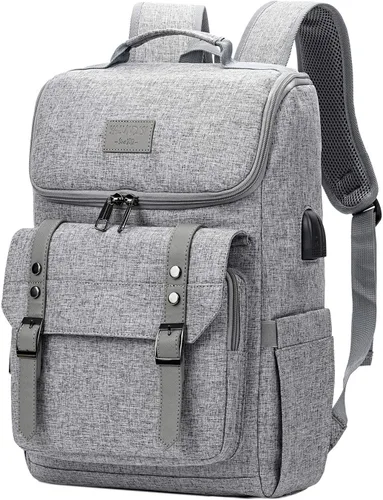 Mochila vintage de viaje para laptop con puerto de carga USB para mujeres y hombres, estudiantes escolares. universitarios, mochila para laptop de