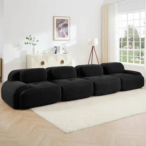 Miniatura 35 de Juego de sofás seccionales sin hueso de 117 pulgadas para sala de estar, modular en forma de L y sofá de 3 plazas con asiento profundo, almohadas