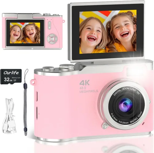 Miniatura 8 de Cámara digital 5K para fotografía, cámara de videoblogs WiFi de 72 megapíxeles con enfoque automático para videos de YouTube con zoom digital 16X