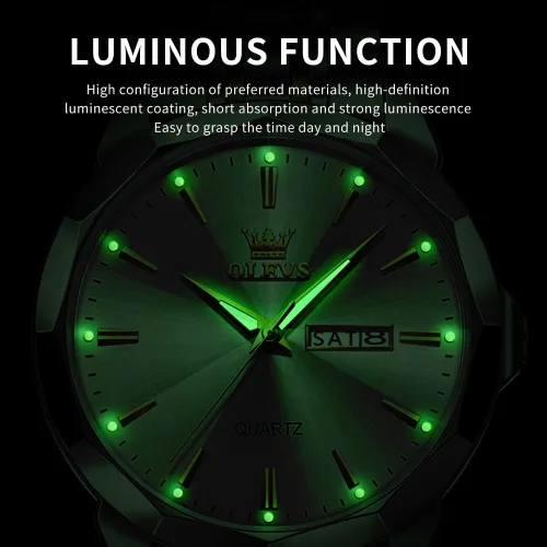 Miniatura 5 de OLEVS Watch for Men Diamond Business Dress Analog Quartz Stainless Steel Waterproof Luminous Date Two Tone Luxury Casual Wrist Watch Blue