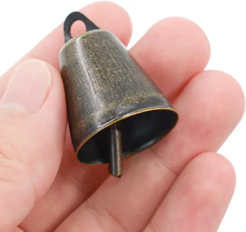 Miniatura 3 de 9 cascabeles de bronce vintage (1.46 x 1 pulgadas), cascabeles para manualidades, campanas de vaca en cuerda de yute, campanas de Navidad