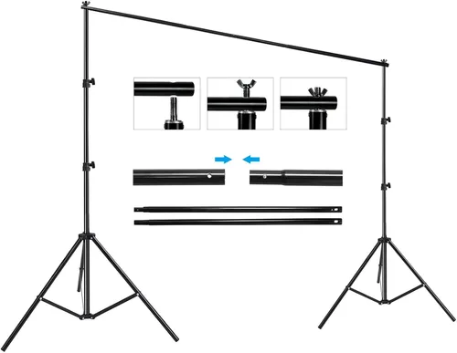 Miniatura 4 de HYJ-INC Soporte de fondo para estudio fotográfico y de vídeo, soporte de fondo fotográfico ajustable de 8 x 8 pies, kit de sistema de soporte
