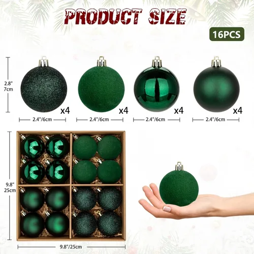 Miniatura 3 de Adornos de bolas de Navidad, decoraciones de Navidad para árbol de Navidad, adornos de bola de terciopelo verde irrompibles de Navidad para fiesta