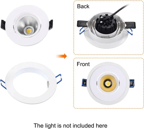 Miniatura 6 de PATIKIL Anillo de ajuste de luz de 5 pulgadas de diámetro interior, cubierta de luz circular de aleación de aluminio, accesorio de iluminación