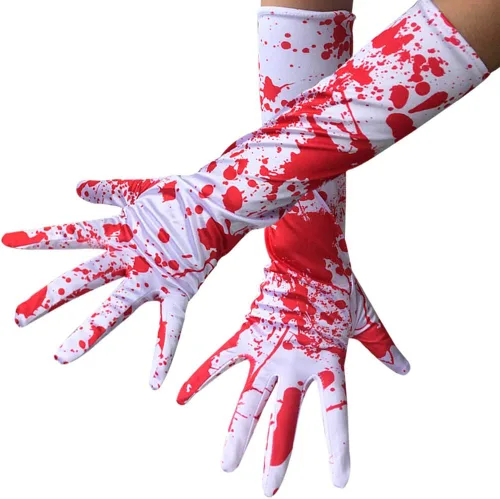 Miniatura 6 de NUOBESTY Guantes de terror novedosos para decoración de fiesta de Halloween, 1 par, Blanco y rojo