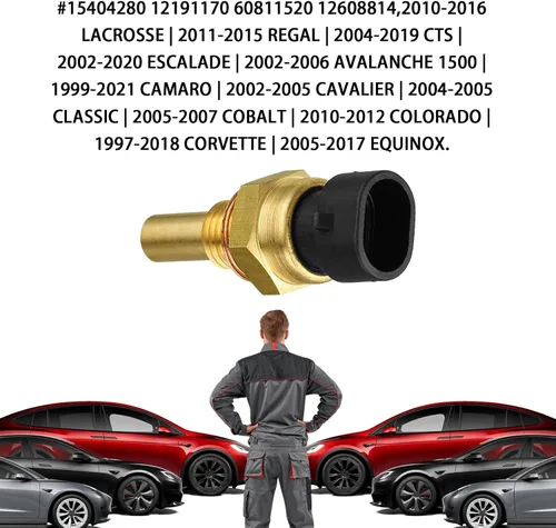 Miniatura 6 de 1 PC Sensor de temperatura del refrigerante del motor, Sensor de temperatura ECT Compatible con Chevy GMC Cadillac Buick, Reemplazo OEM#12608814