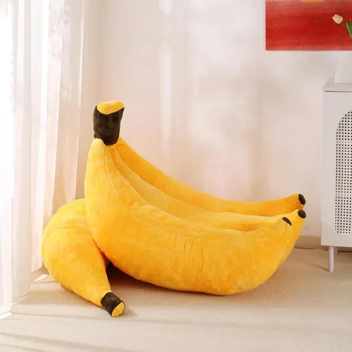 Miniatura 7 de Puf de plátano con otomana, sofá cama de suelo con reposapiés, cómoda tumbona convertible para adolescentes y adultos, sofá de felpa para Amarillo