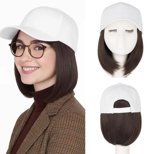 Miniatura 19 de SEGO - Peluca de gorra con pelo adjunto para mujer, gorra negra de béisbol con extensiones de pelo, gorra de béisbol larga y ondulada con ajuste
