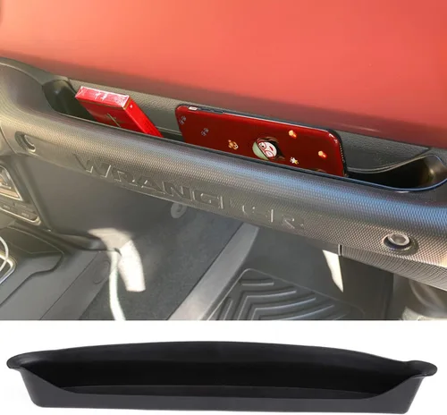 Miniatura 15 de YOCTM Organizador de consola central para Jeep Wrangler JL Gladiator JT 2018 2019 2020 2021 2022 Bandeja Insertar reposabrazos Caja de Organizador