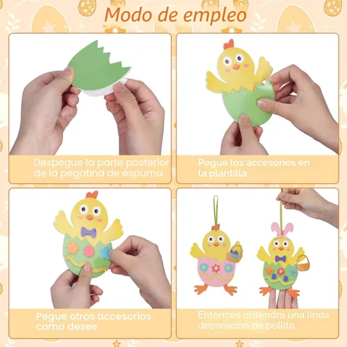 Miniatura 3 de Fennoral Paquete de 12 manualidades de Pascua para niños, haz tu propia espuma de pollo de Pascua, decoración de manualidades y manualidades