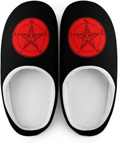 Miniatura 7 de Satanic Baphomet Goat Symbol - Pantuflas de algodón para hombre, de espuma viscoelástica, lavables, antideslizantes, zapatos para casa