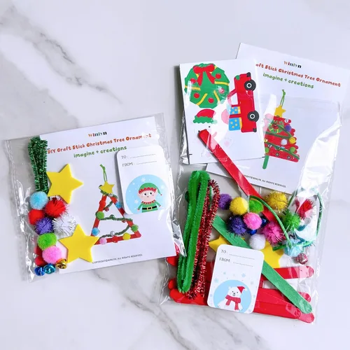 Miniatura 7 de Winlyn 27 juegos de manualidades de Navidad, manualidades de invierno, palillos de paleta, adornos de árbol de Navidad, juegos de arte, palos