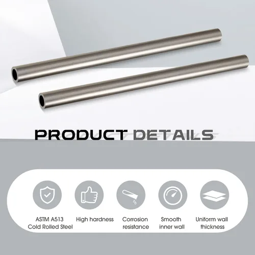 Miniatura 4 de Gisafai 2 piezas de tubo de acero laminado en frío de 3/4'' de diámetro exterior, 0.51'' de diámetro interior, pared de 0.12'', longitud de 12