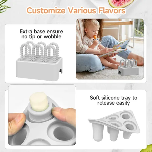 Miniatura 4 de Morlike Baby Tiny Pops, Molde de paletas de silicona 100% para bebés de 4 meses + moldes de leche materna para aliviar la dentición, esenciales