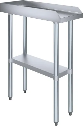 Miniatura 16 de AmGood Mesa de trabajo comercial con protector antisalpicaduras y protectores laterales Altura: 35" Mesa de preparación de acero inoxidable