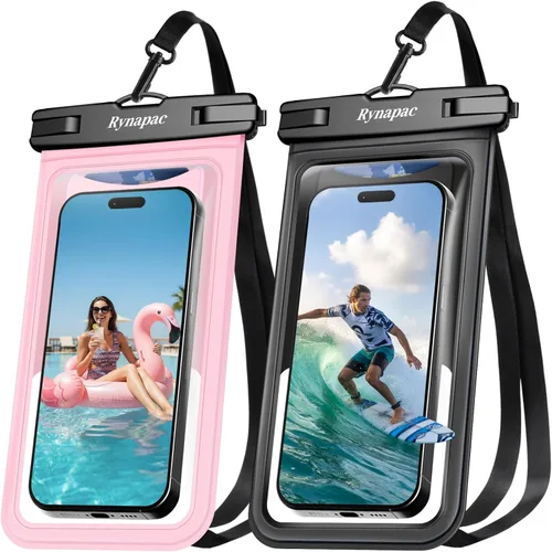 Miniatura 15 de Rynapac Funda impermeable para teléfono [hasta 8.5 pulgadas], paquete de 2, funda impermeable IPX8 con cordón para iPhone 17, 16, 15 Pro Max