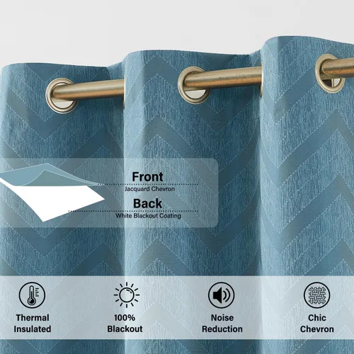 Miniatura 3 de Cortinas opacas para ventana de dormitorio o sala de estar, elegantes cortinas de ventana con patrón geométrico jacquard con respaldo blanco