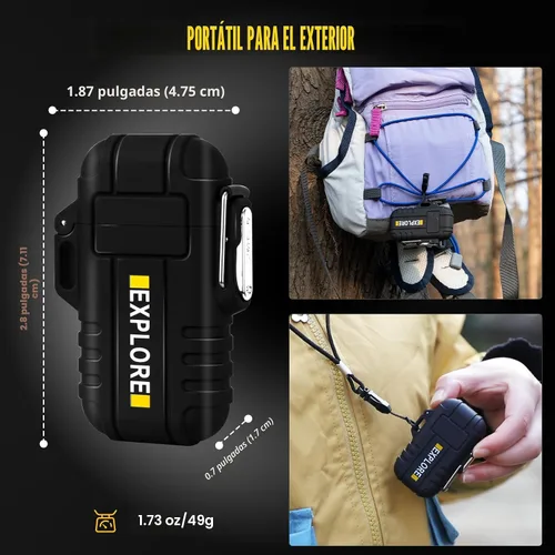Miniatura 6 de LcFun - Encendedor eléctrico impermeable, doble arco a prueba de viento, recargable por USB, sin llama, plasma para campamento, senderismo