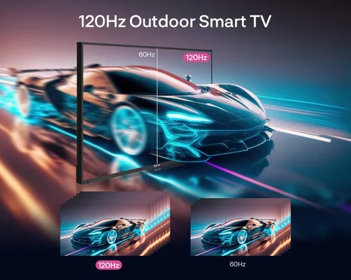 Miniatura 3 de SYLVOX TV para exteriores con soporte rodante y barra de sonido, televisores inteligentes 4K de 75 pulgadas, 120 Hz, resistente a la intemperie e