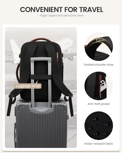 Miniatura 7 de LOVEVOOK Mochila de viaje de 40 L para mujeres y hombres, mochila grande de mano para aviones, bolsa de viaje para artículos personales de la TSA